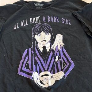 Wednesday Addams Black and Purple Graphic Tee